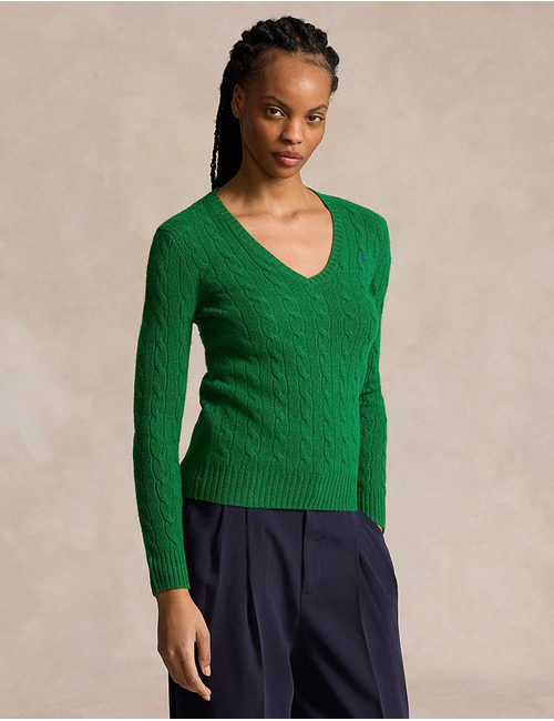 Ralph Lauren Dames pull met v-hals groen