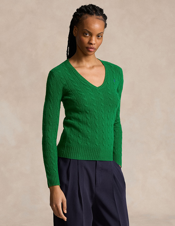 Ralph Lauren Dames pull met v-hals groen