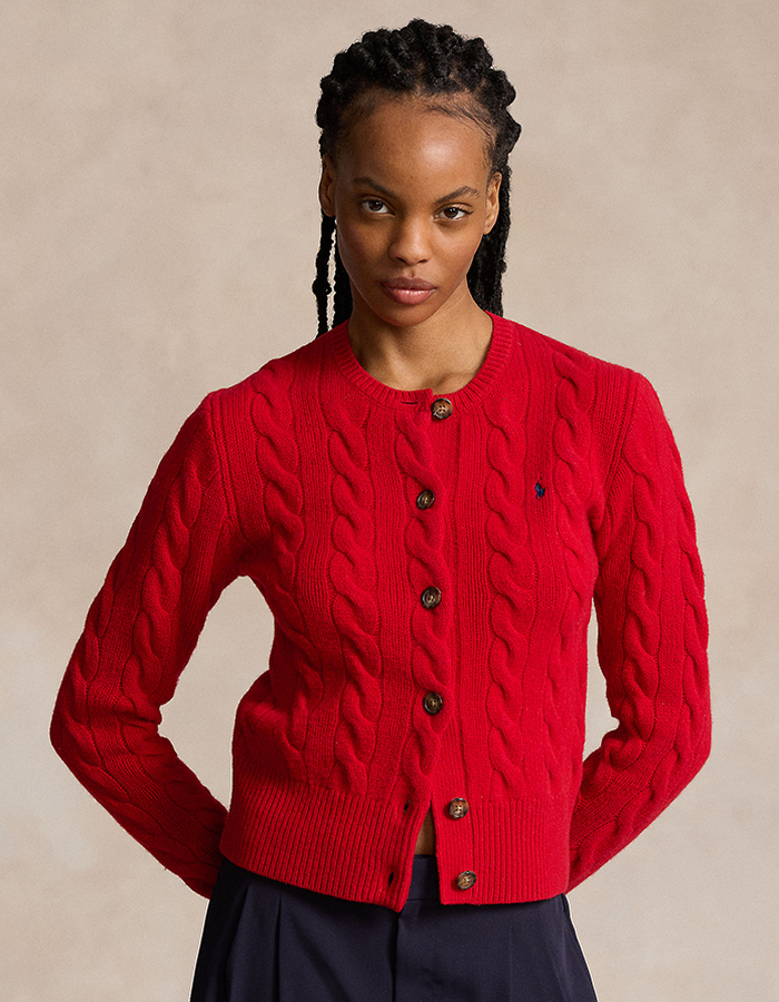 Ralph Lauren Dames lange mouw gilet rood