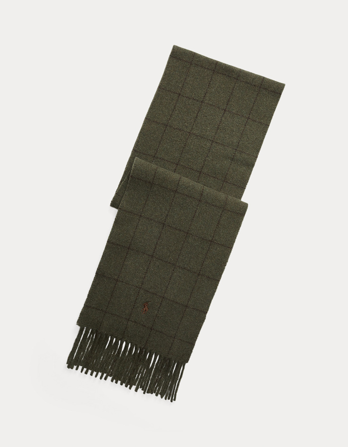 Reversible Windowpane Wool-Blend Scarf