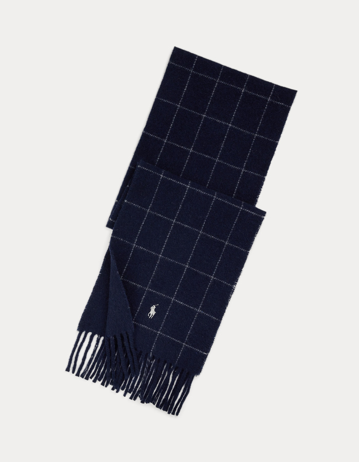 Reversible Windowpane Wool-Blend Scarf