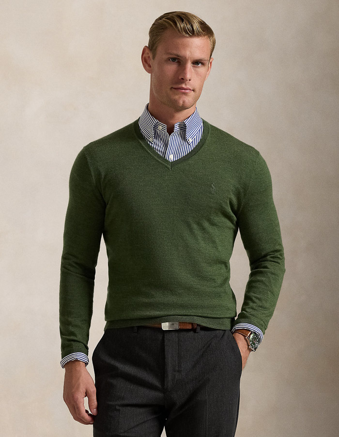 Slim Fit Washable Wool V-Neck Sweater