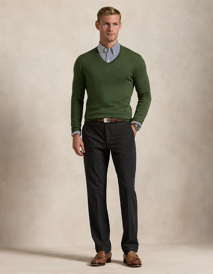 Slim Fit Washable Wool V-Neck Sweater