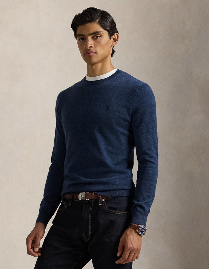 Slim Fit Washable Wool Crewneck Sweater