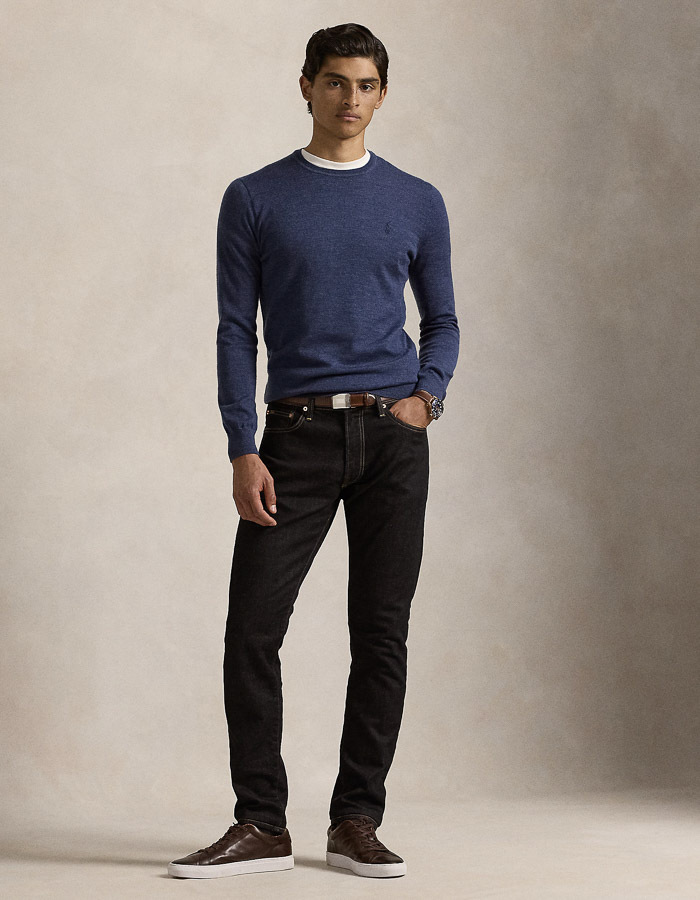 Slim Fit Washable Wool Crewneck Sweater