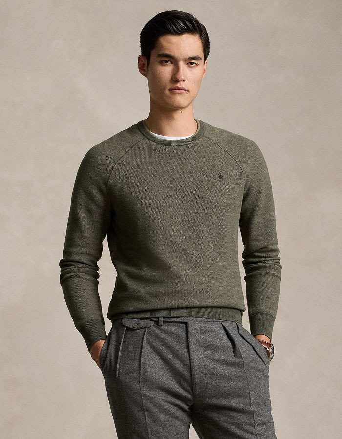 TEXTURED COTTON CREWNECK SWEATER