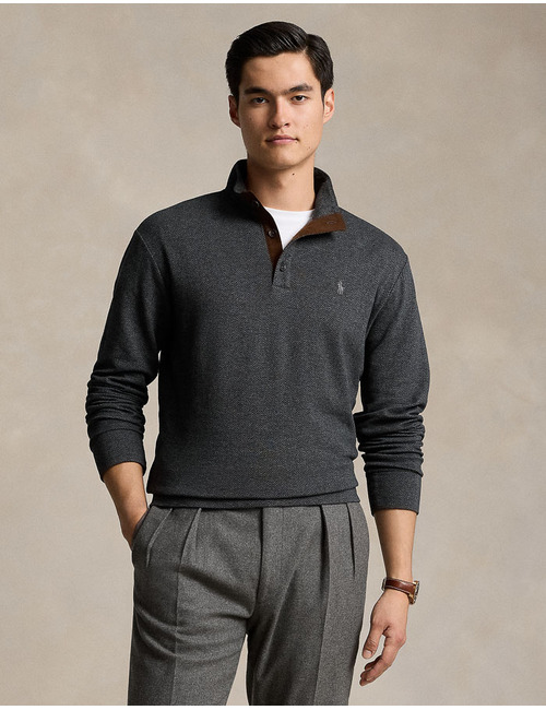 HERRINGBONE-PRINT LUXURY JERSEY PULLOVER