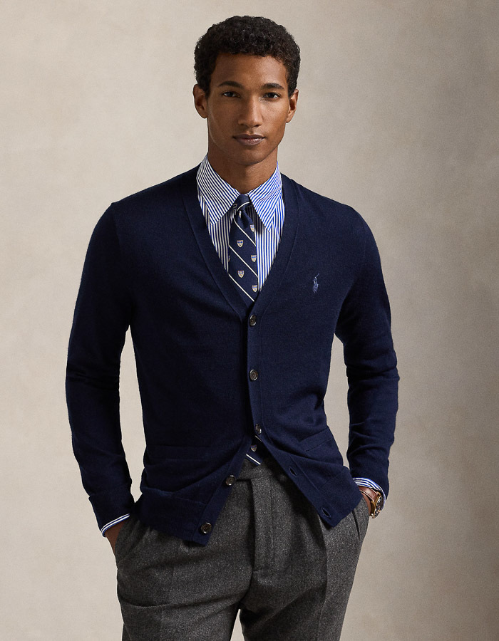 SLIM FIT WASHABLE WOOL V-NECK CARDIGAN