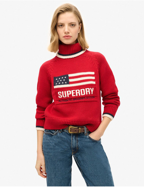 Superdry lange mouw pull rood