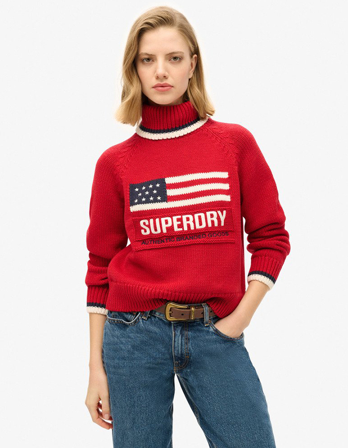 Superdry lange mouw pull rood