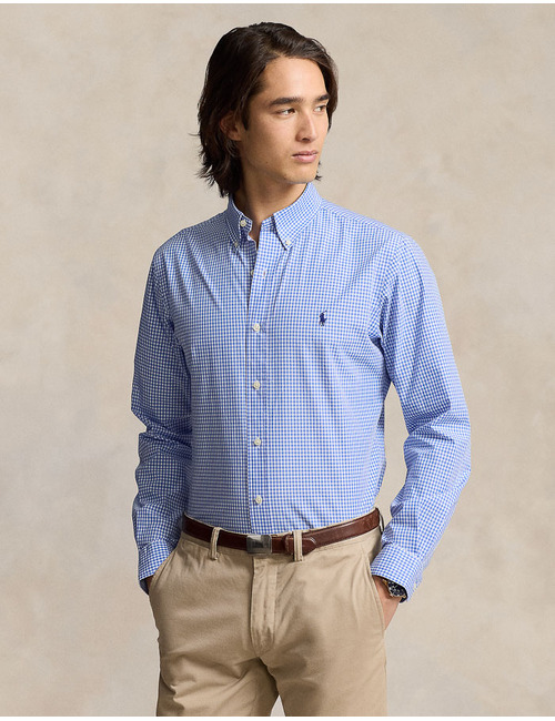 Slim Fit Checked Stretch Poplin Shirt