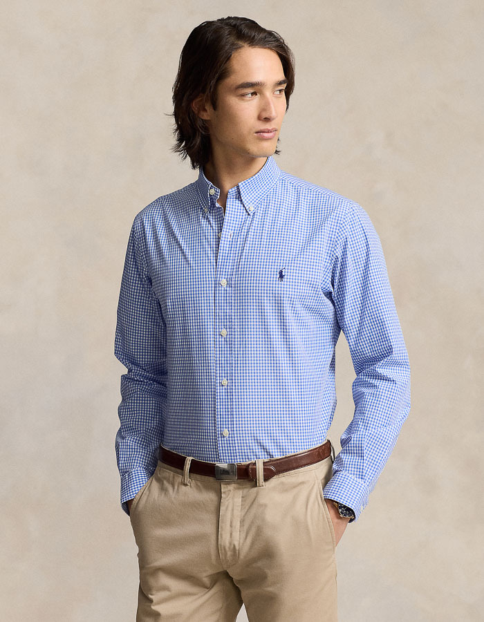 Slim Fit Checked Stretch Poplin Shirt