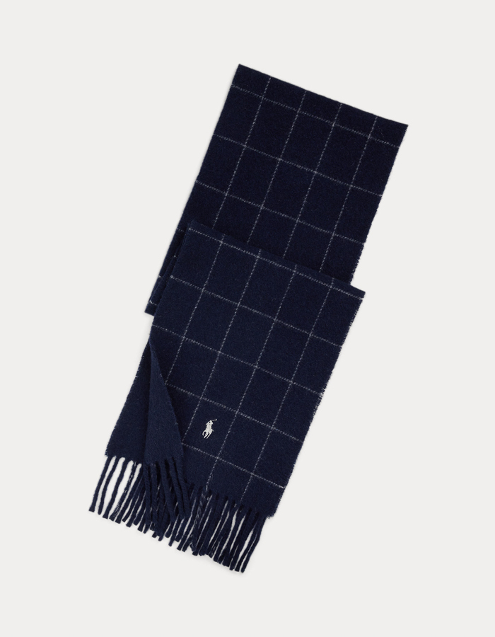 Reversible Windowpane Wool-Blend Scarf