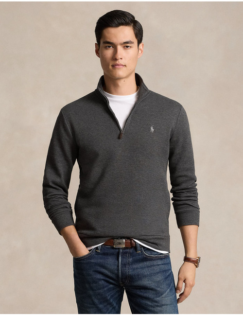 DOUBLE-KNIT MESH QUARTER-ZIP PULLOVER