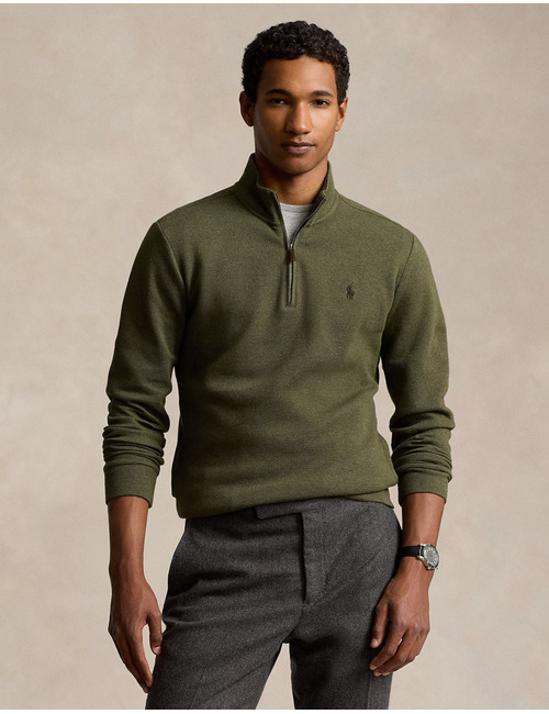 DOUBLE-KNIT MESH QUARTER-ZIP PULLOVER