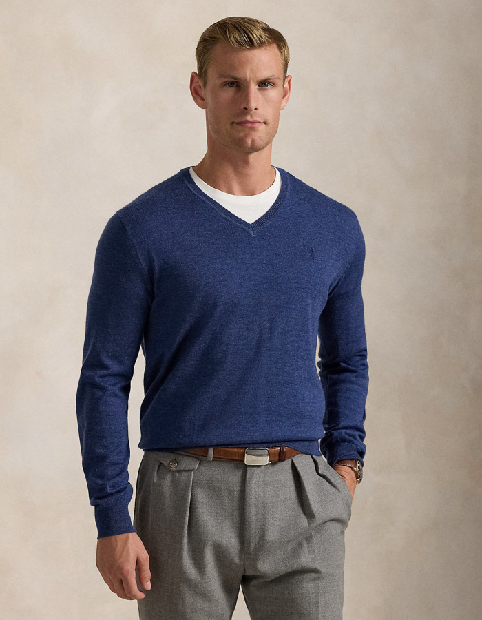 Slim Fit Washable Wool V-Neck Sweater