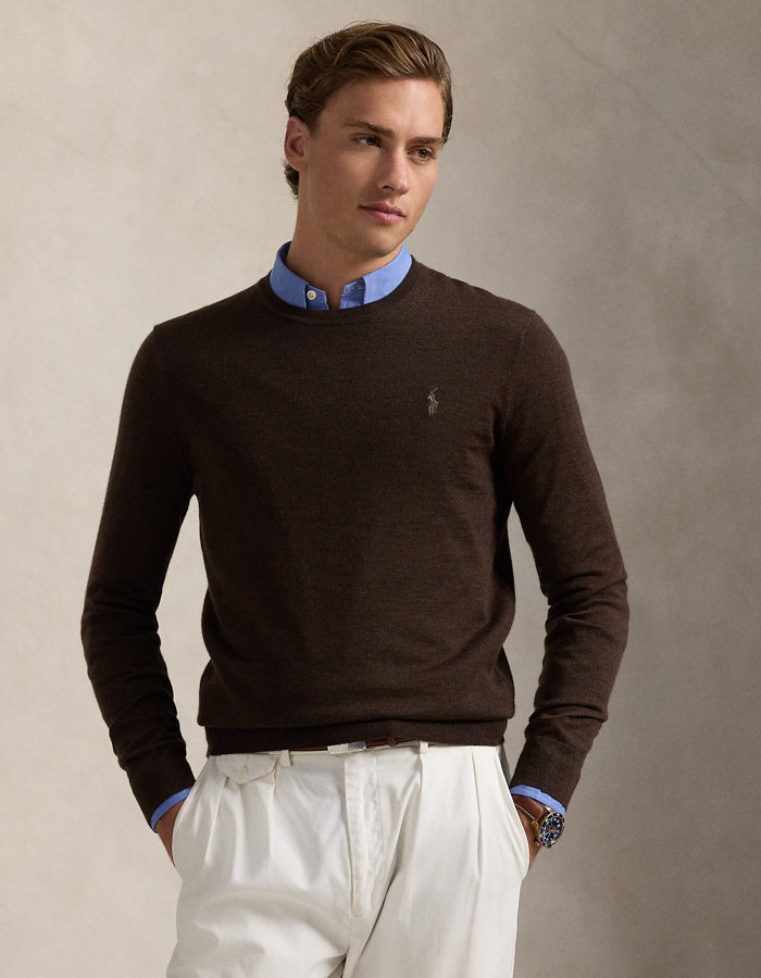 Slim Fit Washable Wool Crewneck Sweater