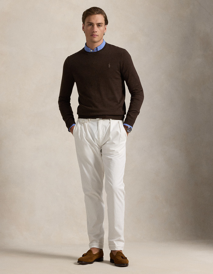 Slim Fit Washable Wool Crewneck Sweater