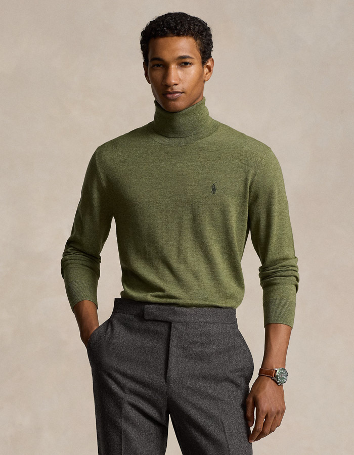 Washable Wool Turtleneck Sweater