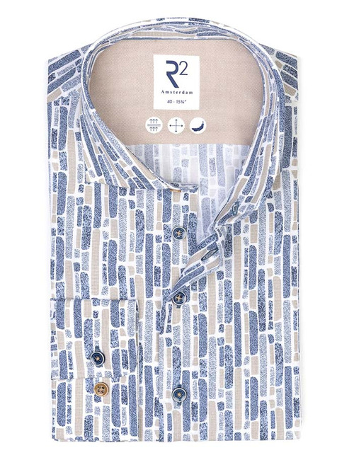 R2 modern fit hemd blauw