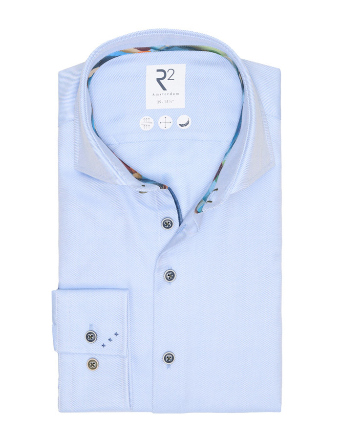 R2 modern fit hemd blauw