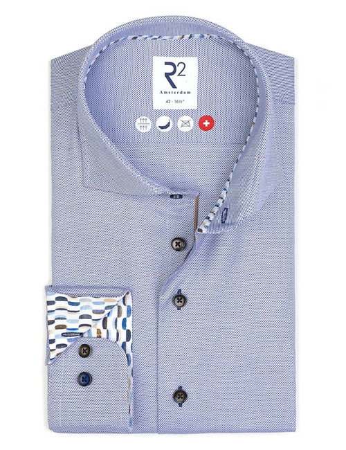 R2 modern fit hemd blauw