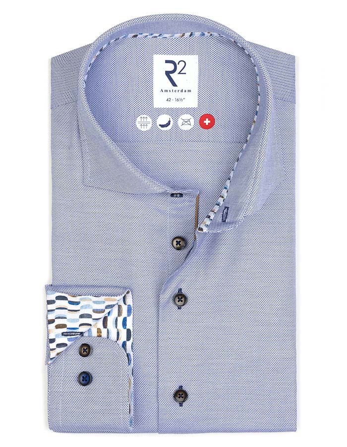 R2 modern fit hemd blauw