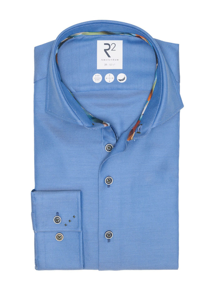 R2 modern fit hemd blauw