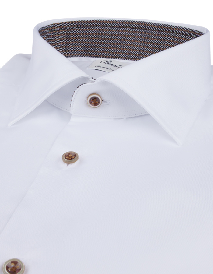 Fitted Body White Contrast Twill Shirt