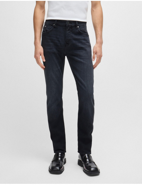 Delaware Slim-fit jeans van superzacht zwart Italiaans denim