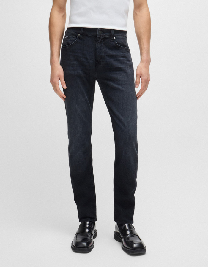 Delaware Slim-fit jeans van superzacht zwart Italiaans denim