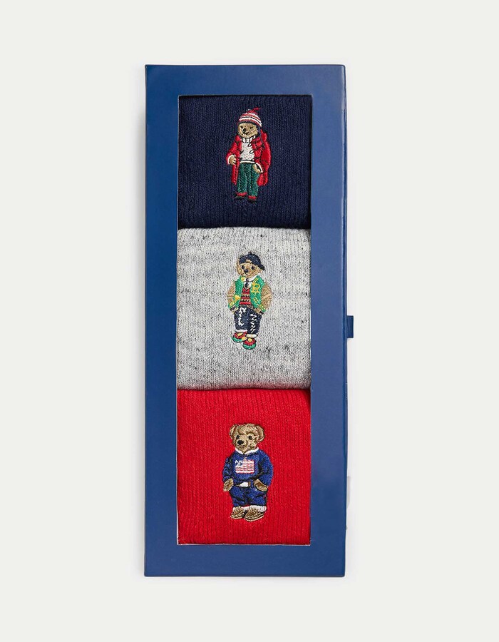 POLO BEAR ROLL-TOP 3-SOCK GIFT SET