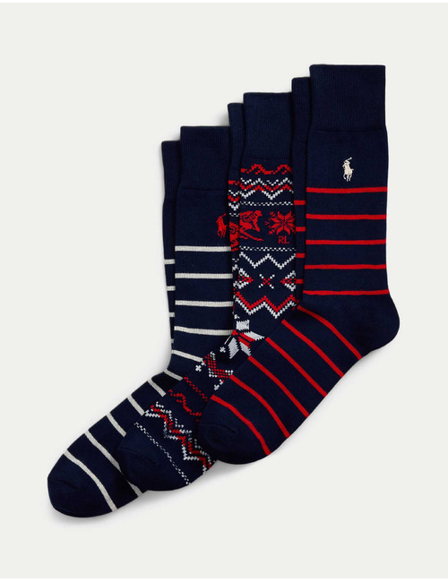 FAIR ISLE & STRIPED 3-SOCK GIFT SET