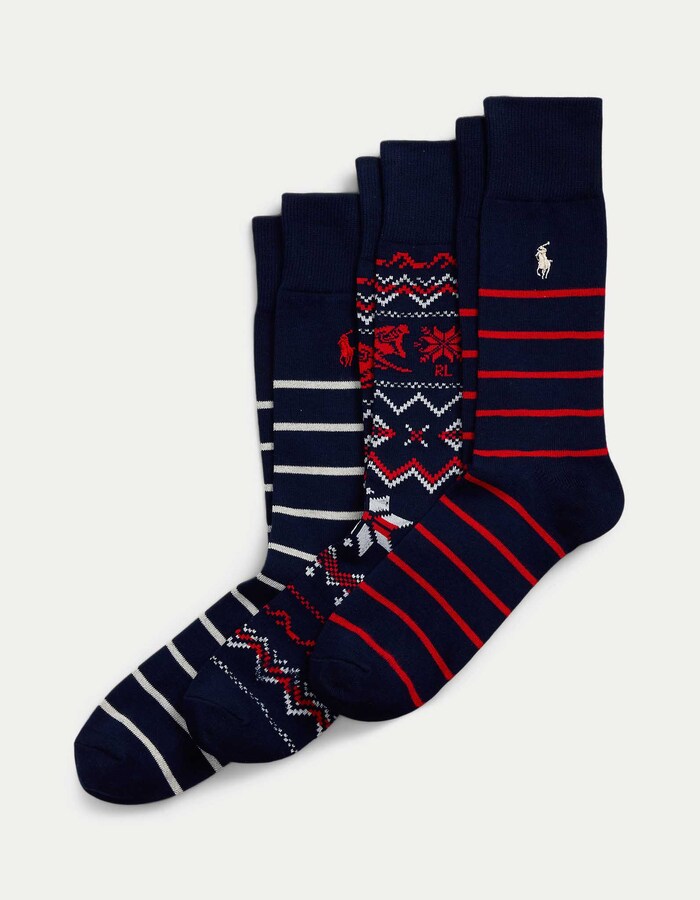 FAIR ISLE & STRIPED 3-SOCK GIFT SET