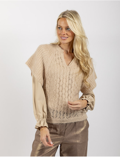 Due Amanti korte mouw pull beige