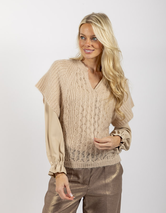 Due Amanti korte mouw pull beige