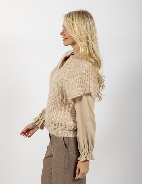 Due Amanti korte mouw pull beige