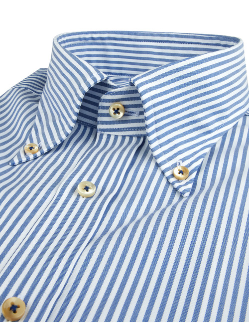 Slimline Donkerblauw gestreept Oxford hemd