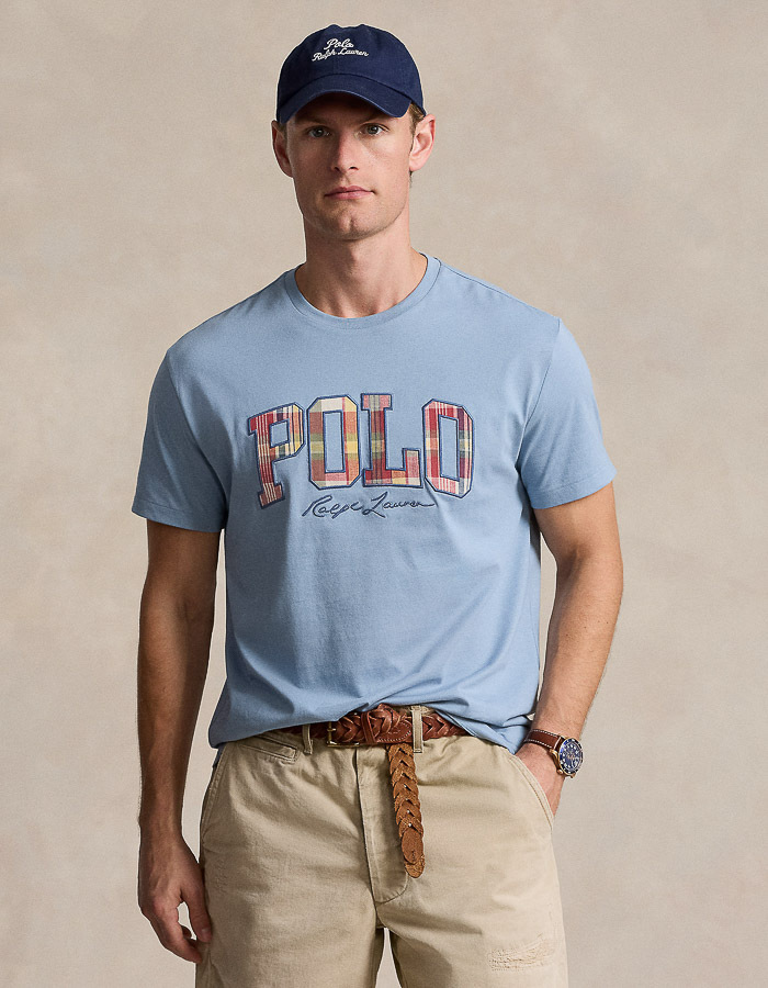 Classic Fit Plaid-Logo Jersey T-shirt