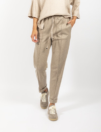 Liviana Conti broek met elatische band beige