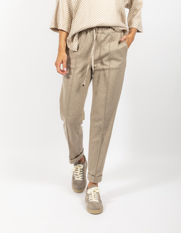 Liviana Conti broek met elatische band beige