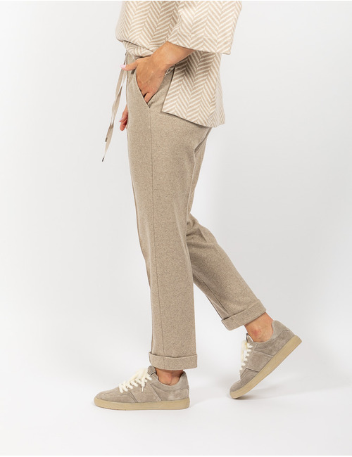 Liviana Conti broek met elatische band beige