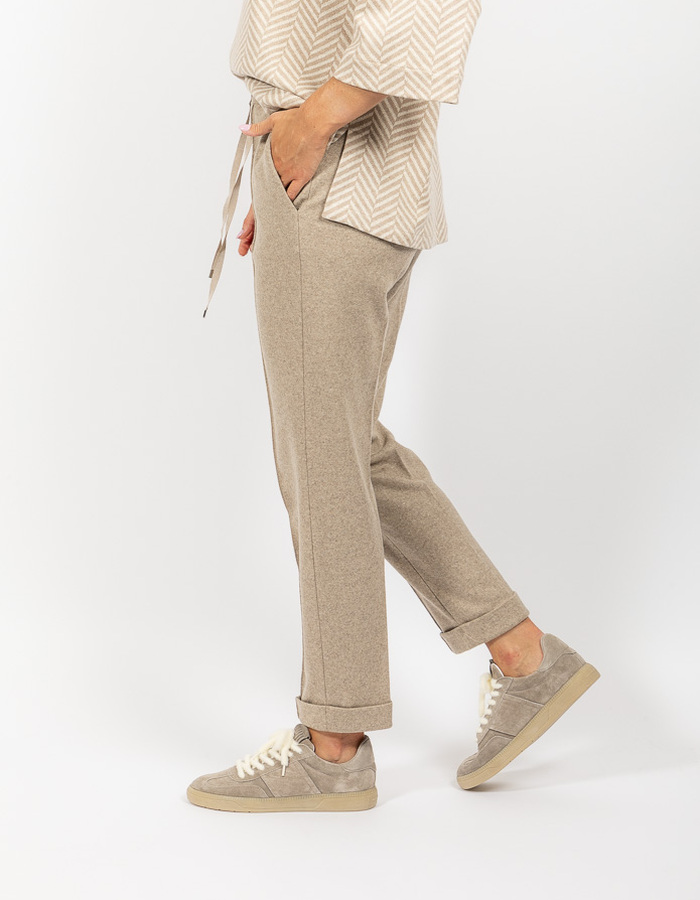 Liviana Conti broek met elatische band beige