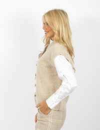 Gigue gilet zonder mouw beige