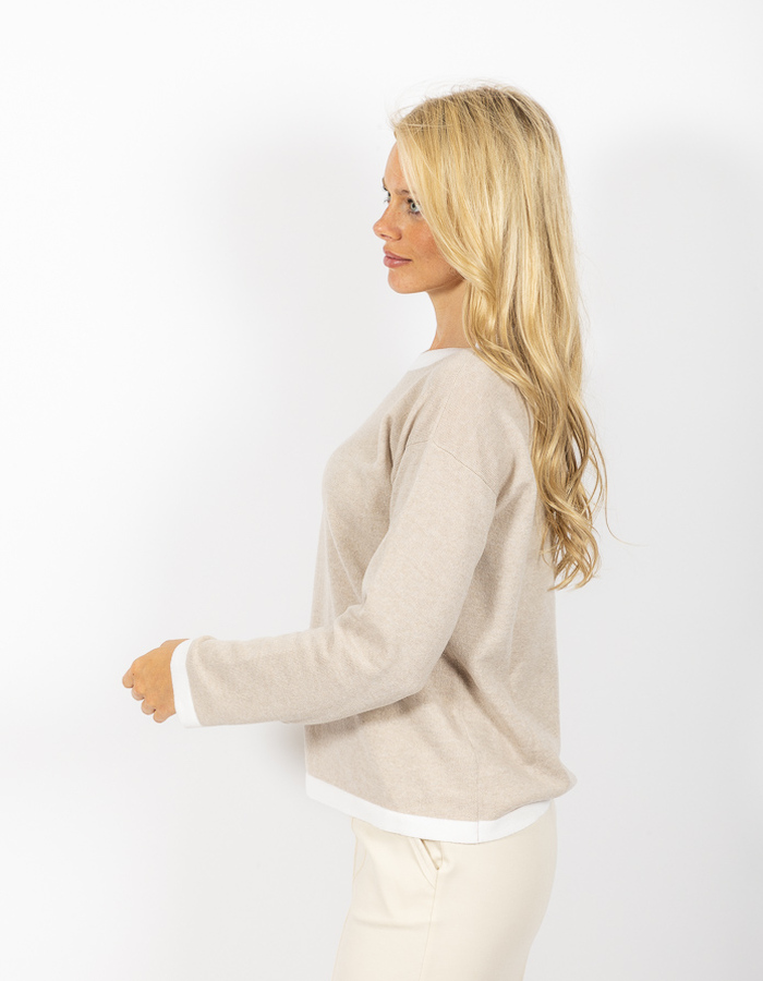 Anne Claire lange mouw pull beige