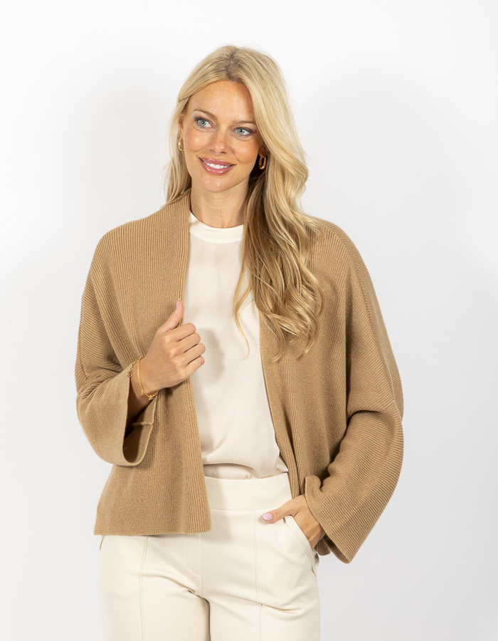 Irenic lange mouw gilet camel