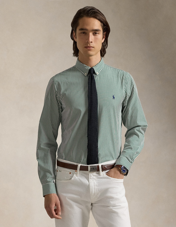 Slim Fit Striped Stretch Poplin Shirt