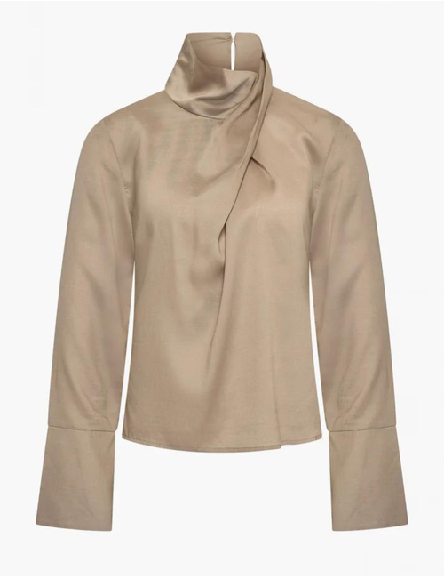 Aimee The Label lange mouw bloes beige