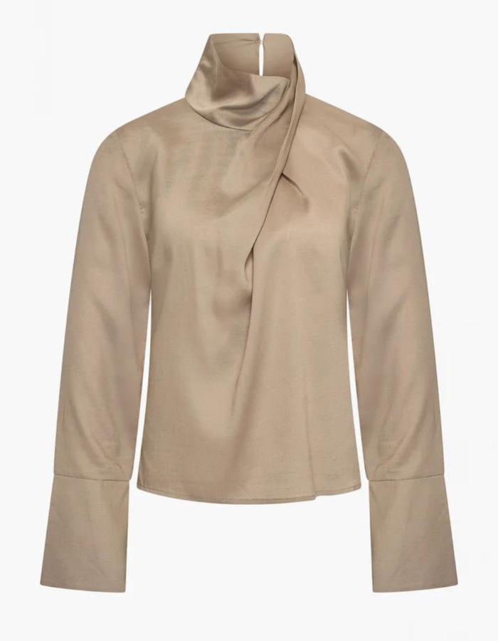 Aimee The Label lange mouw bloes beige