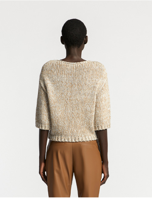 Xandres korte mouw pull beige